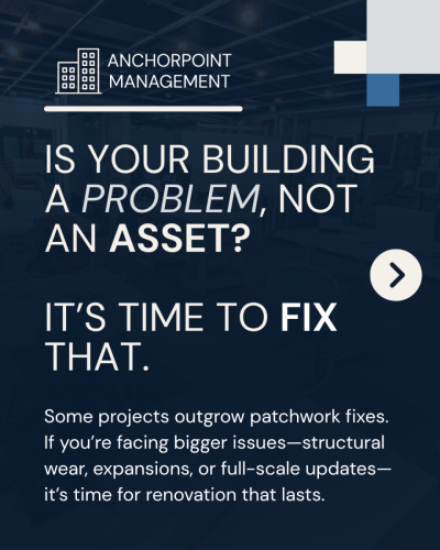 #CommercialRenovation #DesignBuild #ConstructionManagement #MaineConstruction #MaineContractor #FacilityUpgrades #BuildingRenovation #CommercialProperty #MaineBusiness #PropertyManagement #AnchorpointManagement